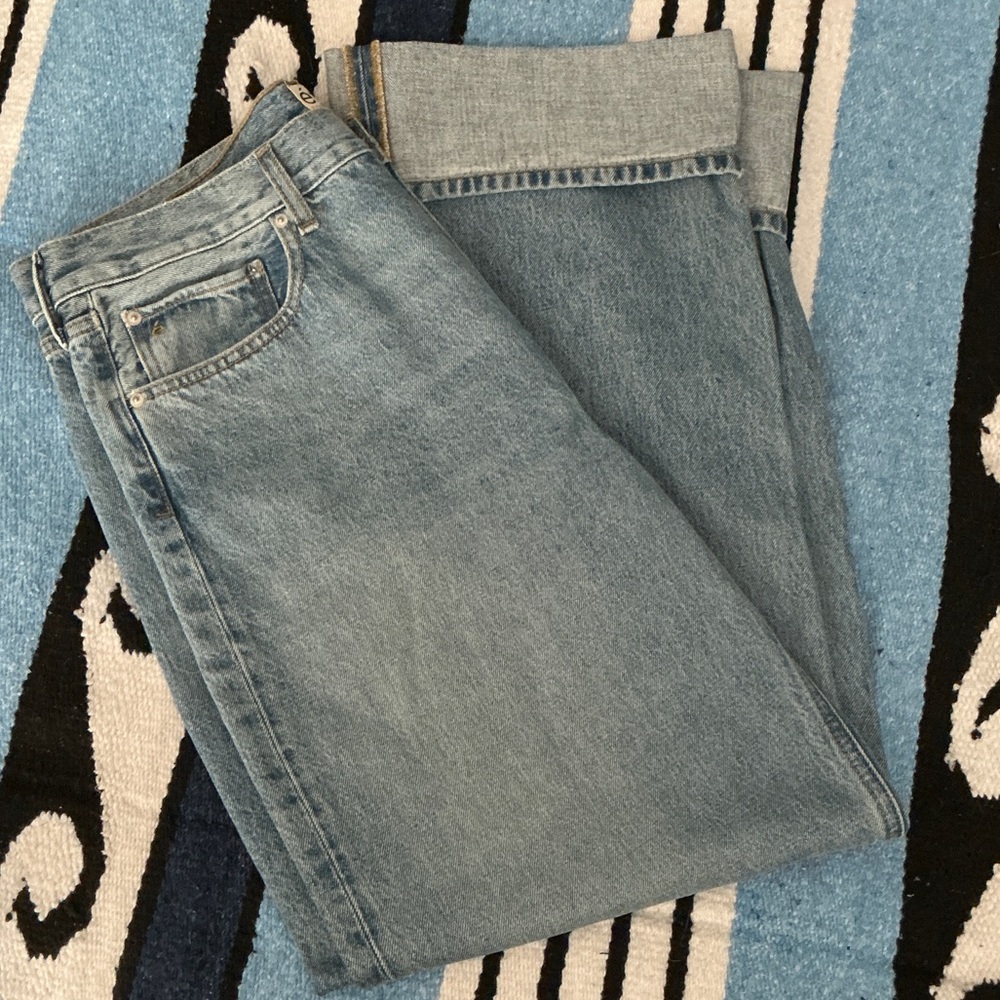 Etica Wide Leg Cuffed Button Fly Jeans